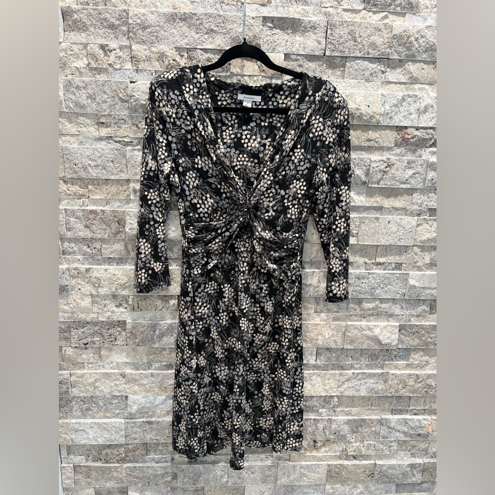 Dressbarn‎ Black, grey and Cream Long Sleeve Dress flowy fabric - Picture 3 of 9